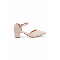 SHOEPOINT 84165 Ladies Ankle Strap Pump  Heels in Beige